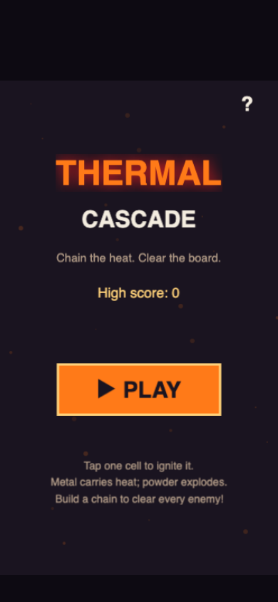 Thermal Cascade start screen