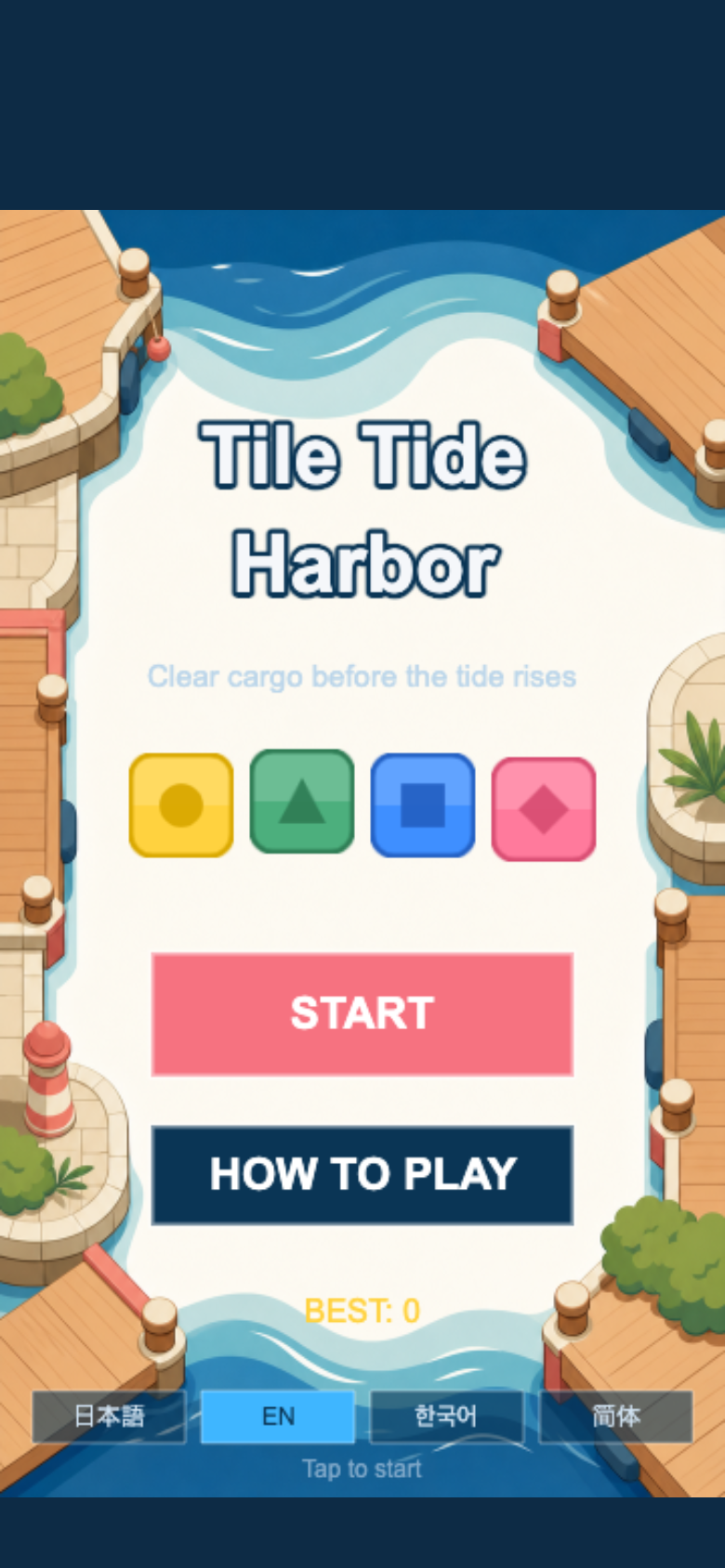 Tile Tide Harbor start screen