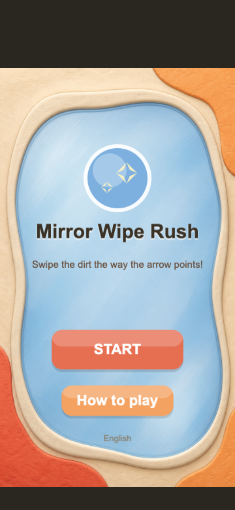 Mirror Wipe Rush start screen