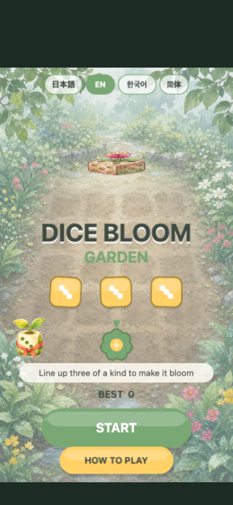 Dice Bloom Garden start screen