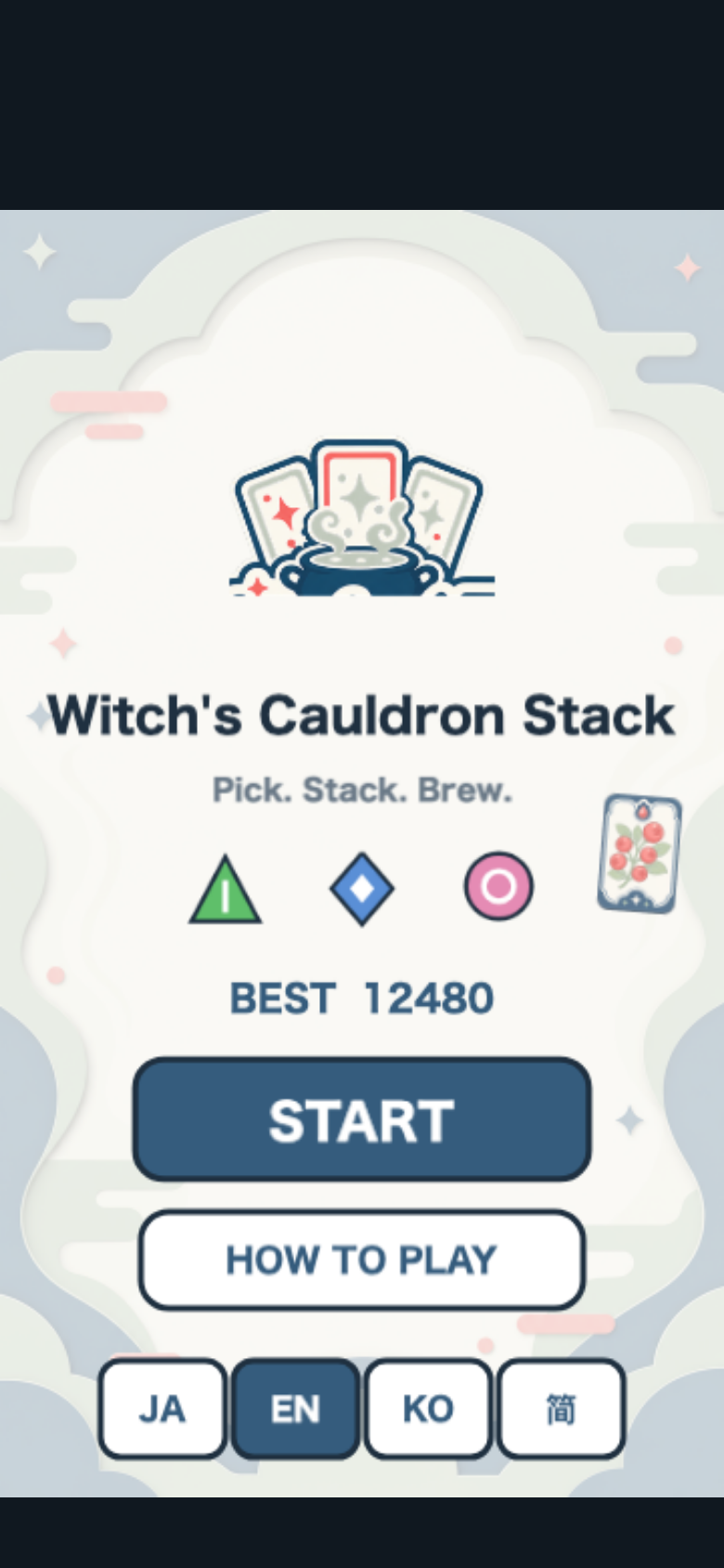 Witch's Cauldron Stack start screen