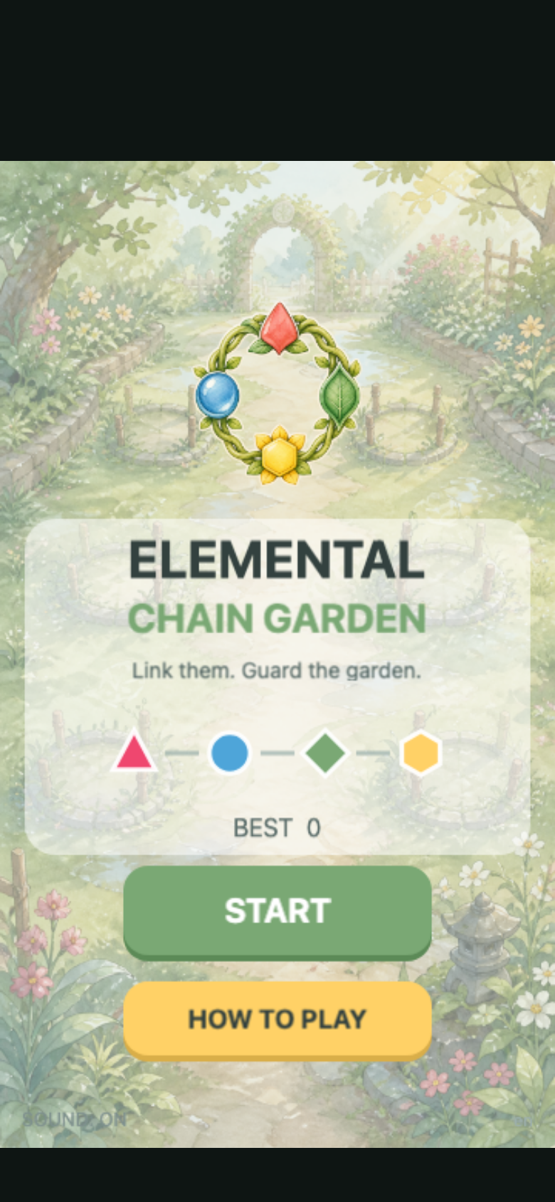 Elemental Chain Garden start screen