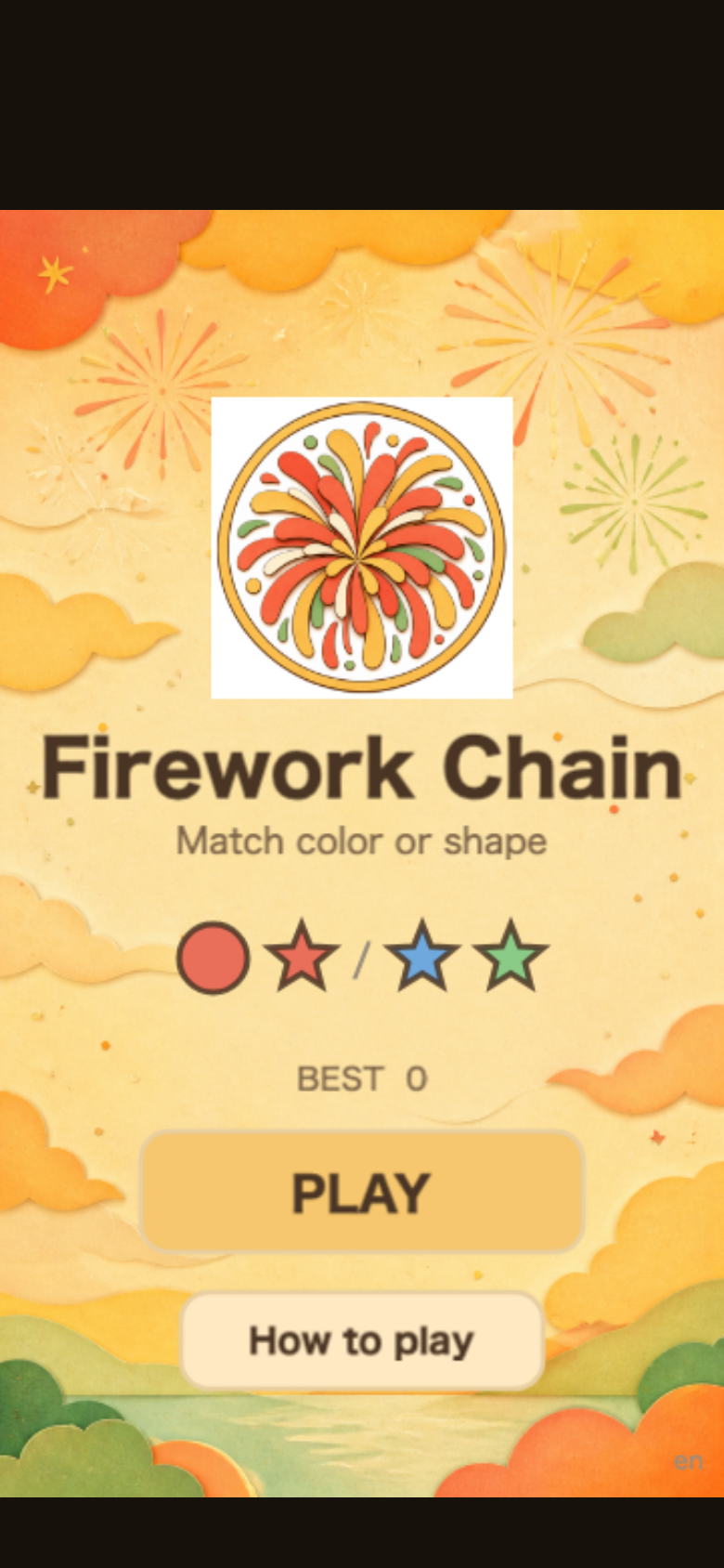 Firework Chain start screen