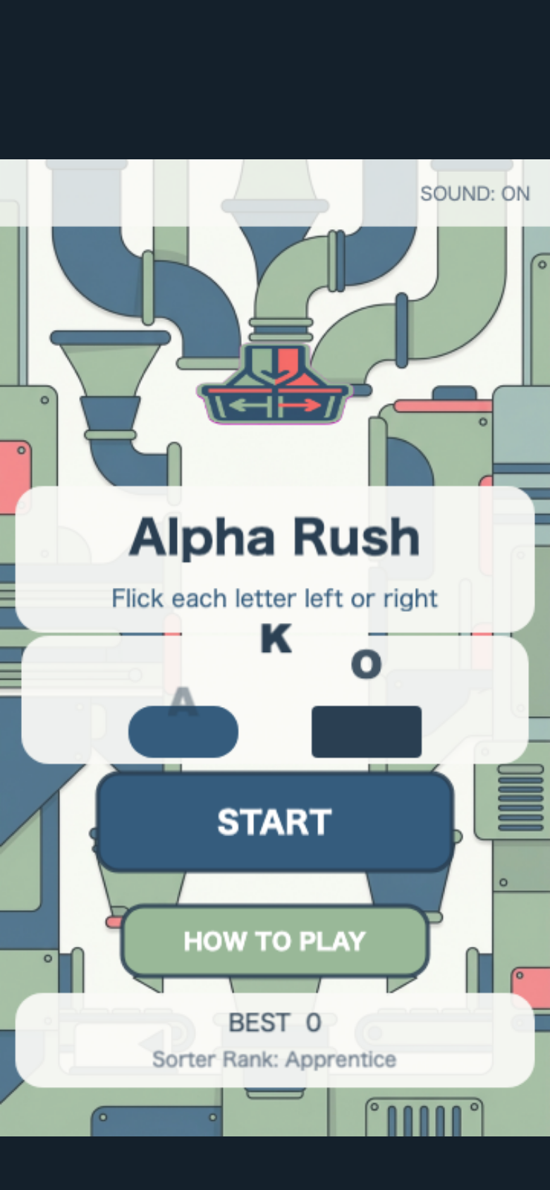 Alpha Rush start screen