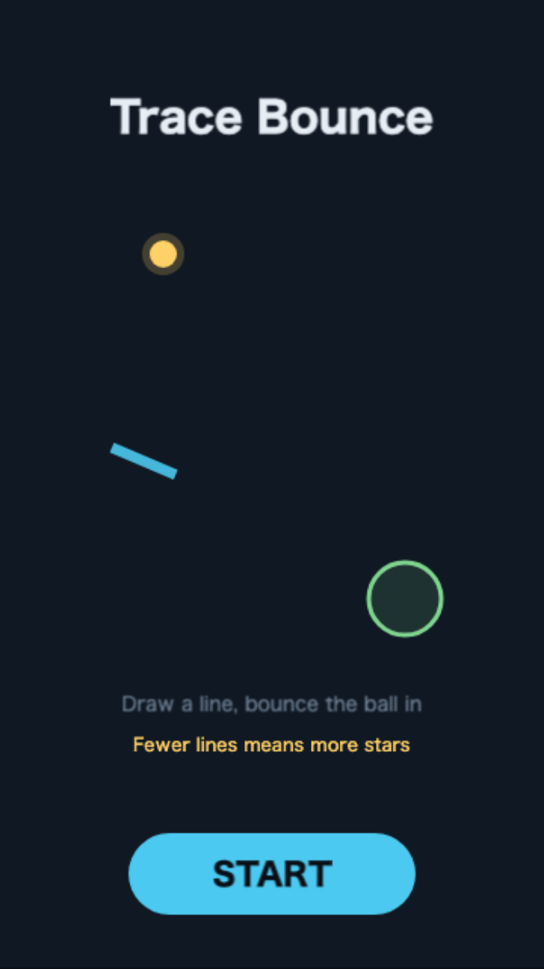 Trace Bounce start screen
