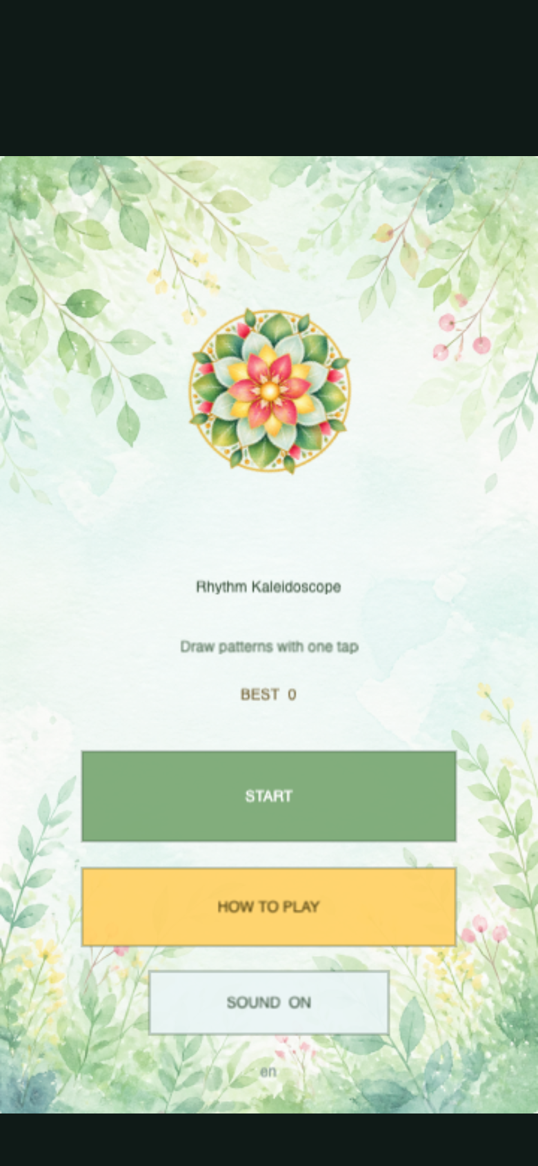 Rhythm Kaleidoscope start screen