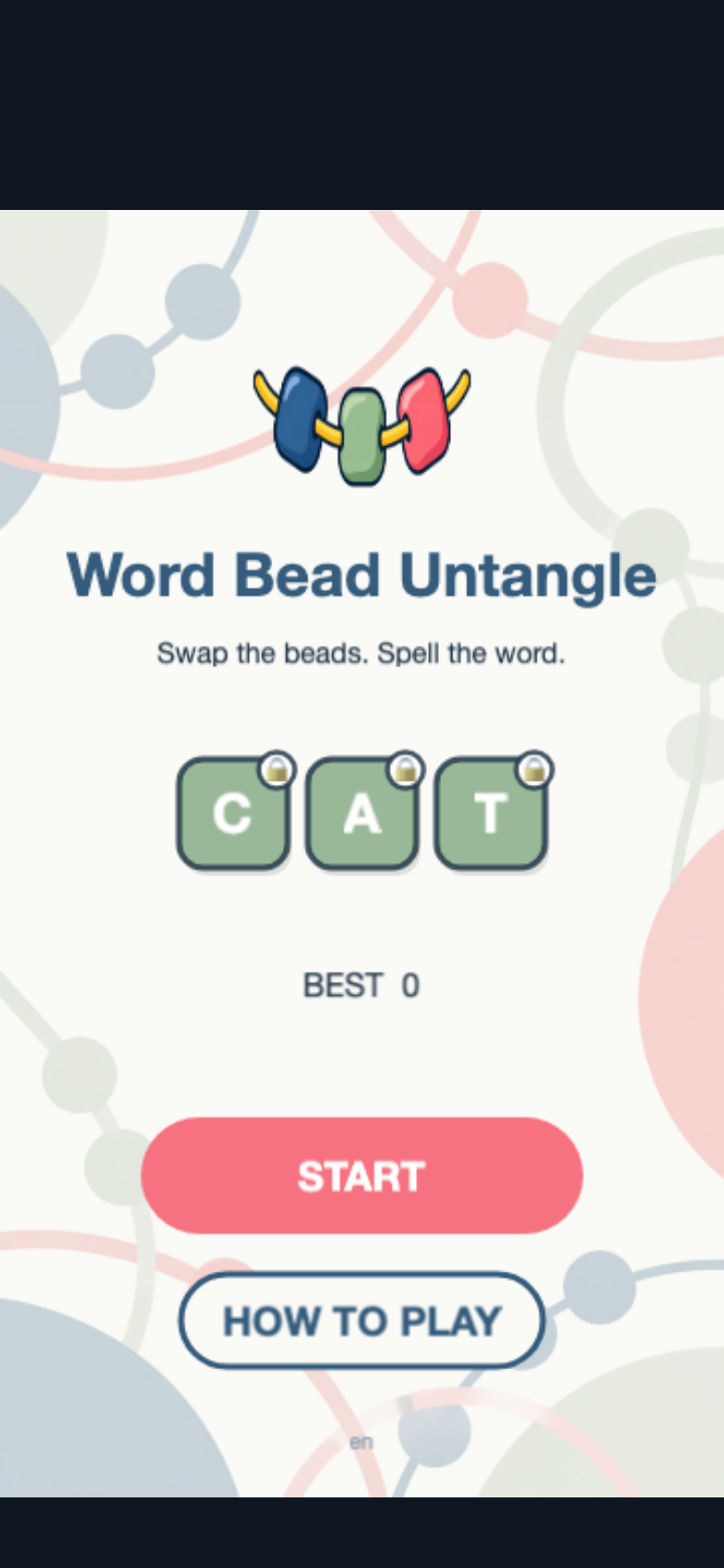 Word Bead Untangle start screen