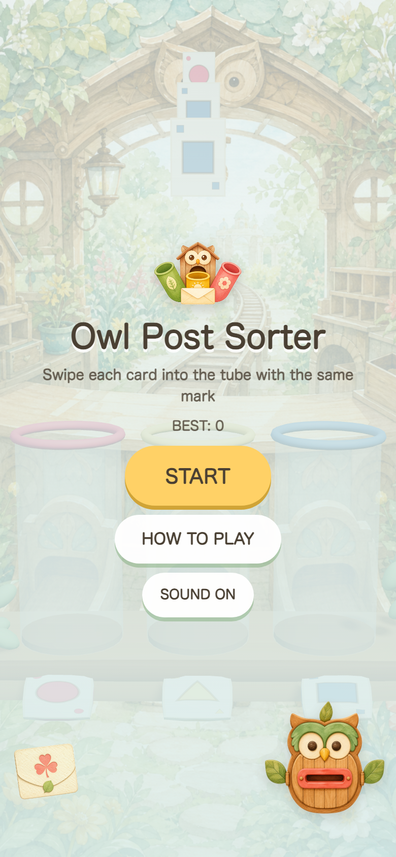 Owl Post Sorter start screen