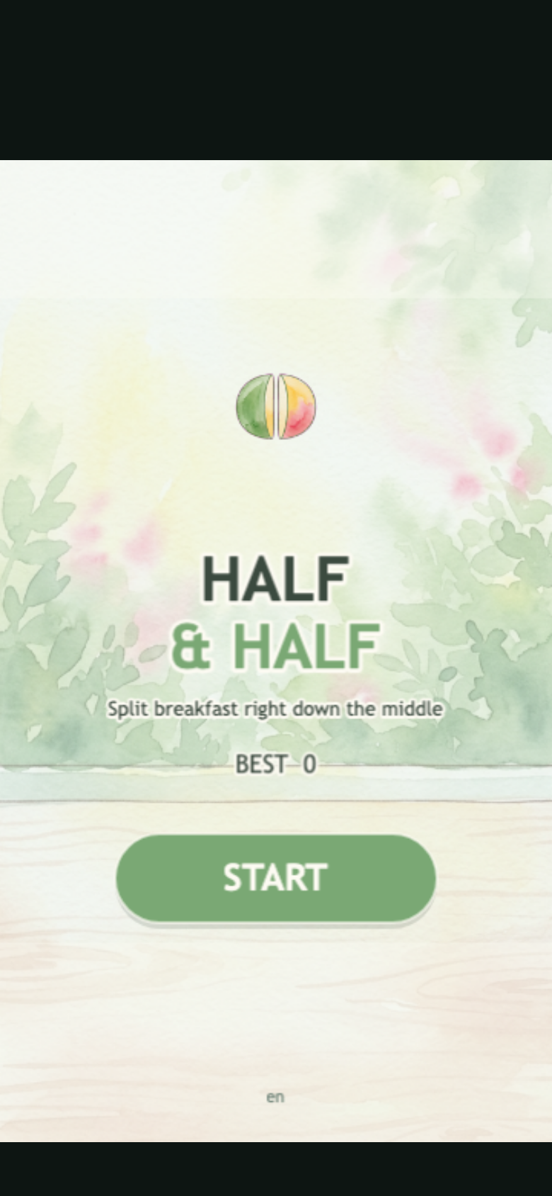 Half & Half start screen