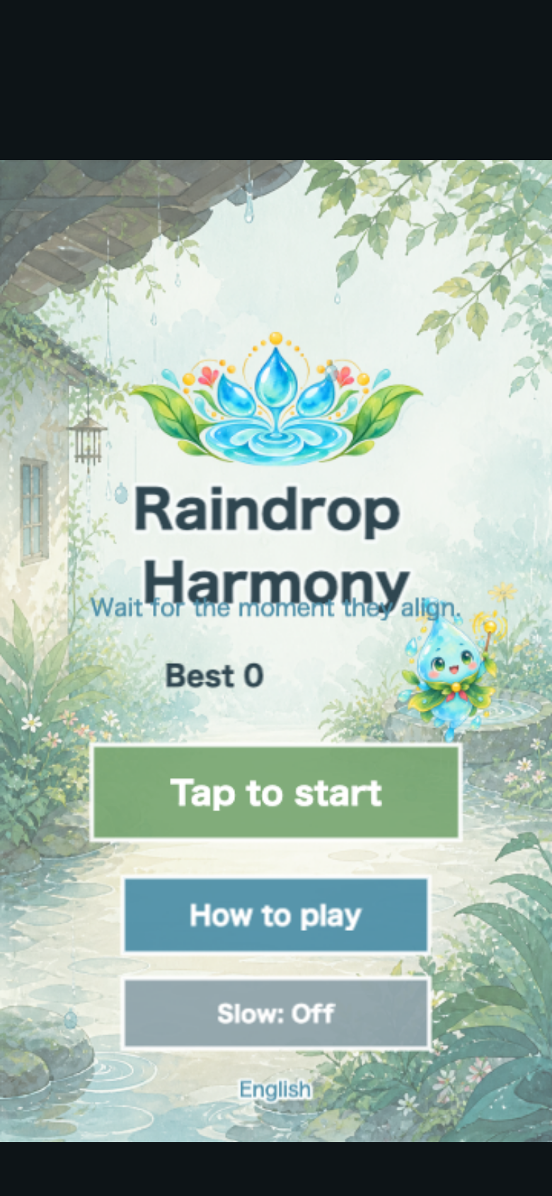 Raindrop Harmony start screen
