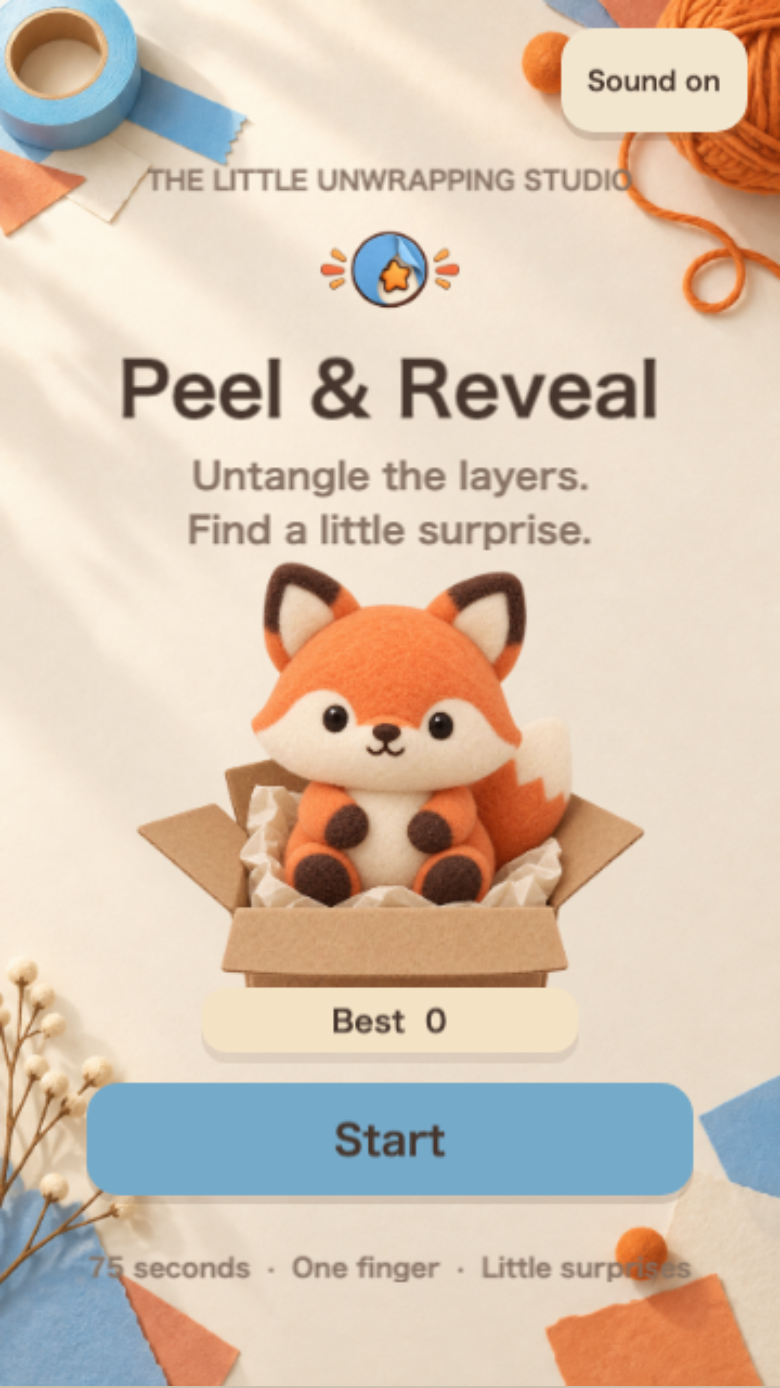 Peel & Reveal start screen