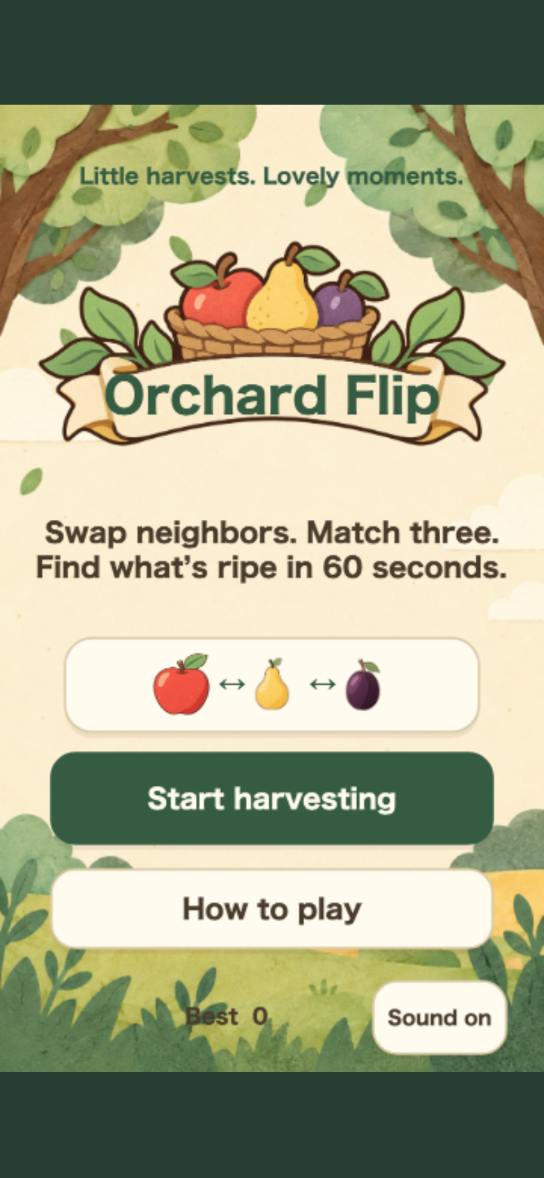 Orchard Flip start screen