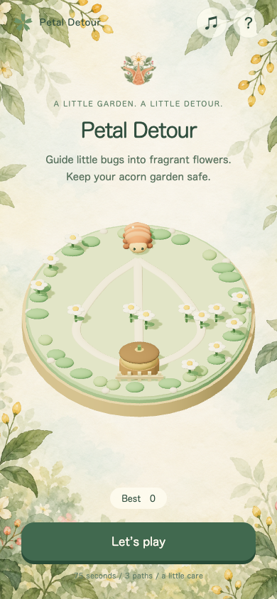 Petal Detour start screen