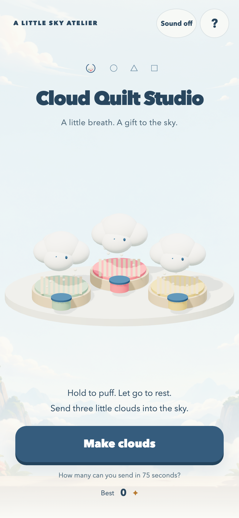 Cloud Quilt Studio start screen