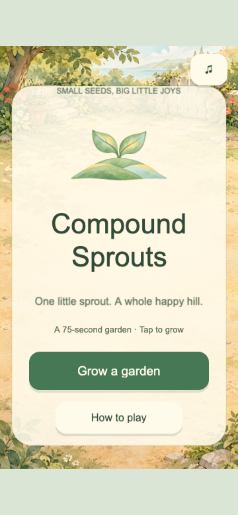 Compound Sprouts start screen