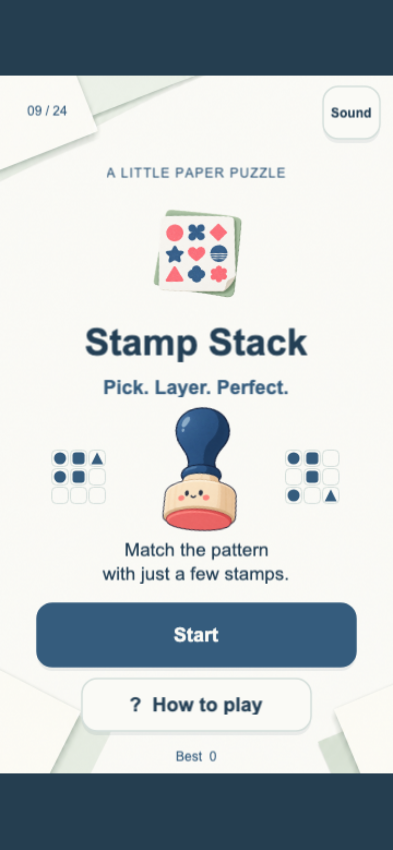 Stamp Stack start screen