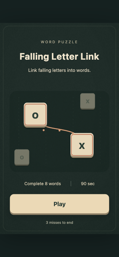Falling Letter Link start screen