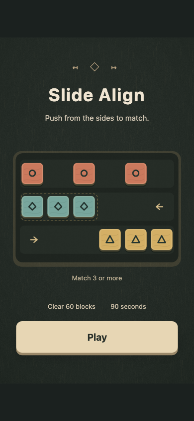 Slide Align start screen