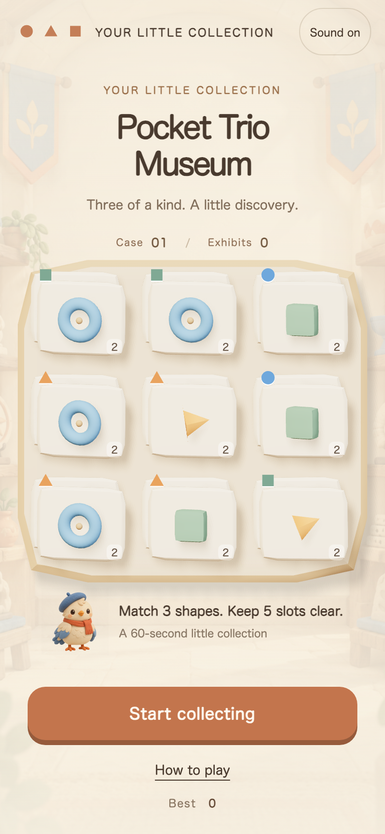 Pocket Trio Museum start screen