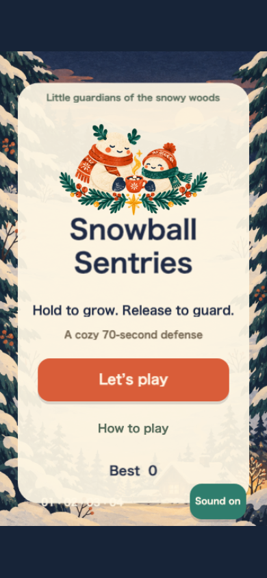 Snowball Sentries start screen
