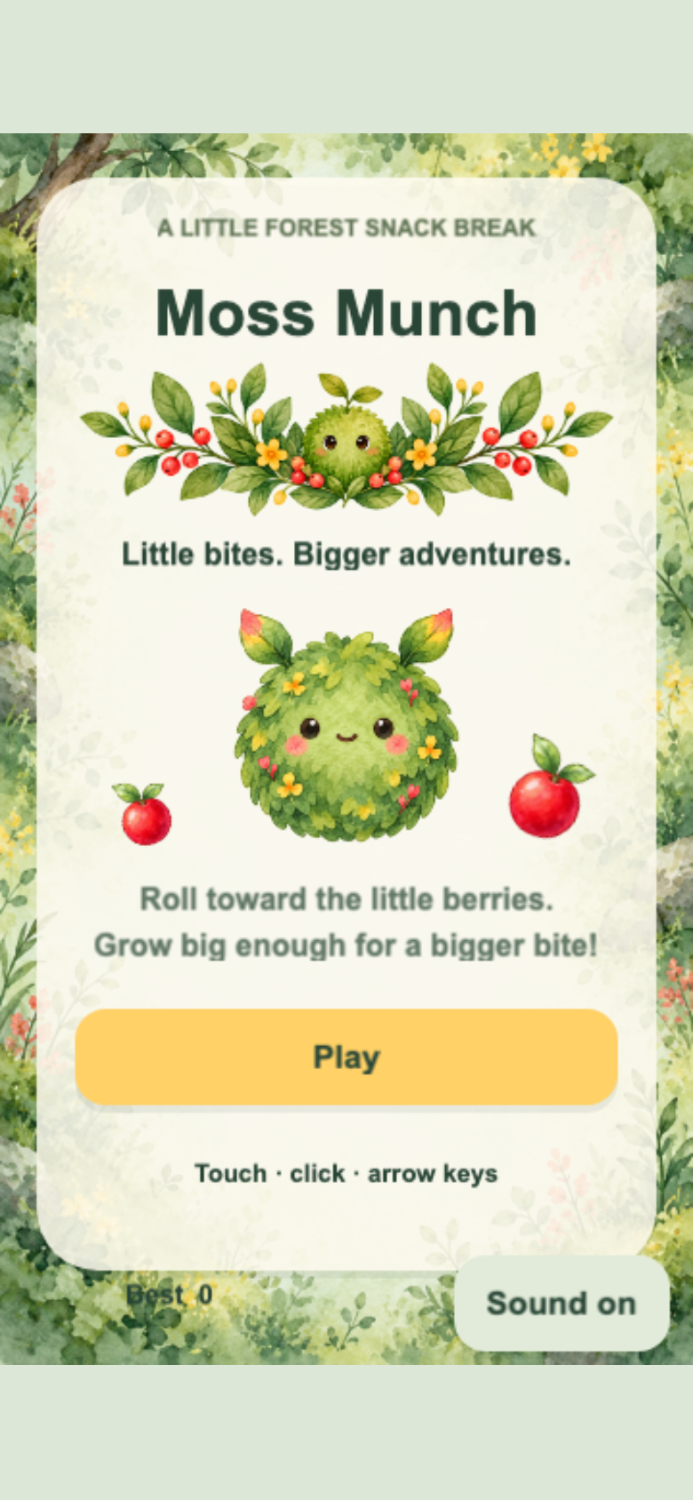 Moss Munch start screen