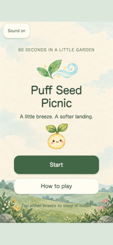 Puff Seed Picnic start screen