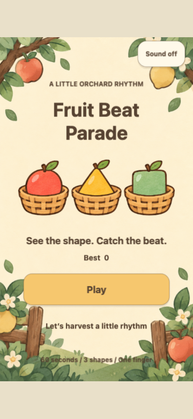 Fruit Beat Parade start screen