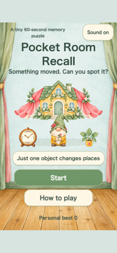 Pocket Room Recall start screen
