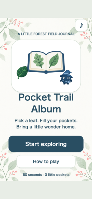 Pocket Trail Album start screen