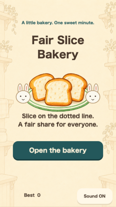 Fair Slice Bakery start screen